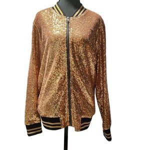 Torrid Gold Sequin Bomber Jacket, Size 1X